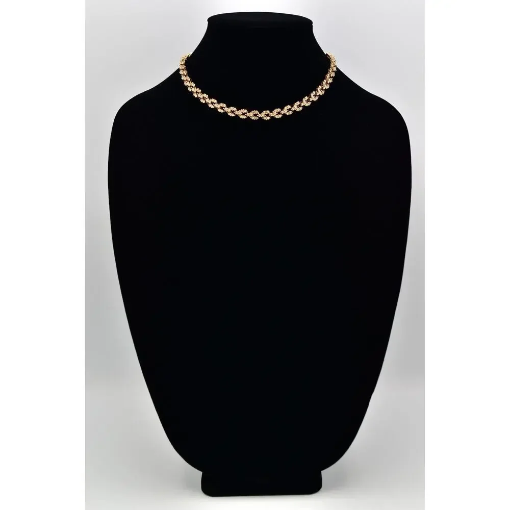 Carre Vintage Crystal Collar Necklace Rhinestone Crystal Gold Tone Signed BinBJ